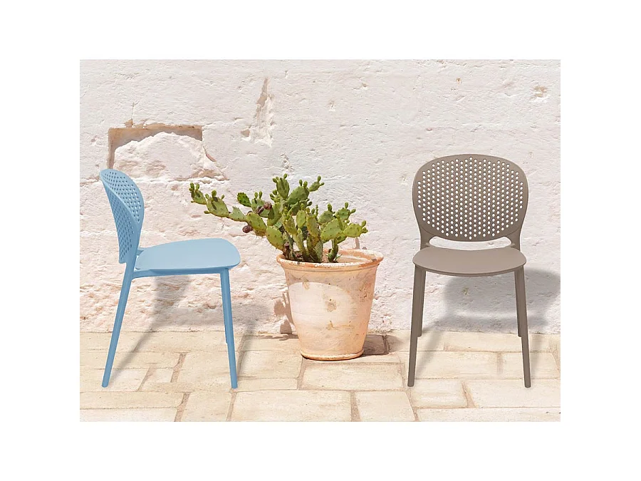 Estosa - Lot de quatre chaises d'extérieur Lolly bleues