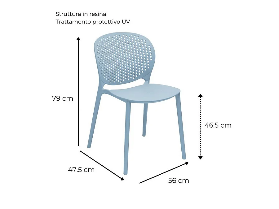 Estosa - Lot de quatre chaises d'extérieur Lolly bleues