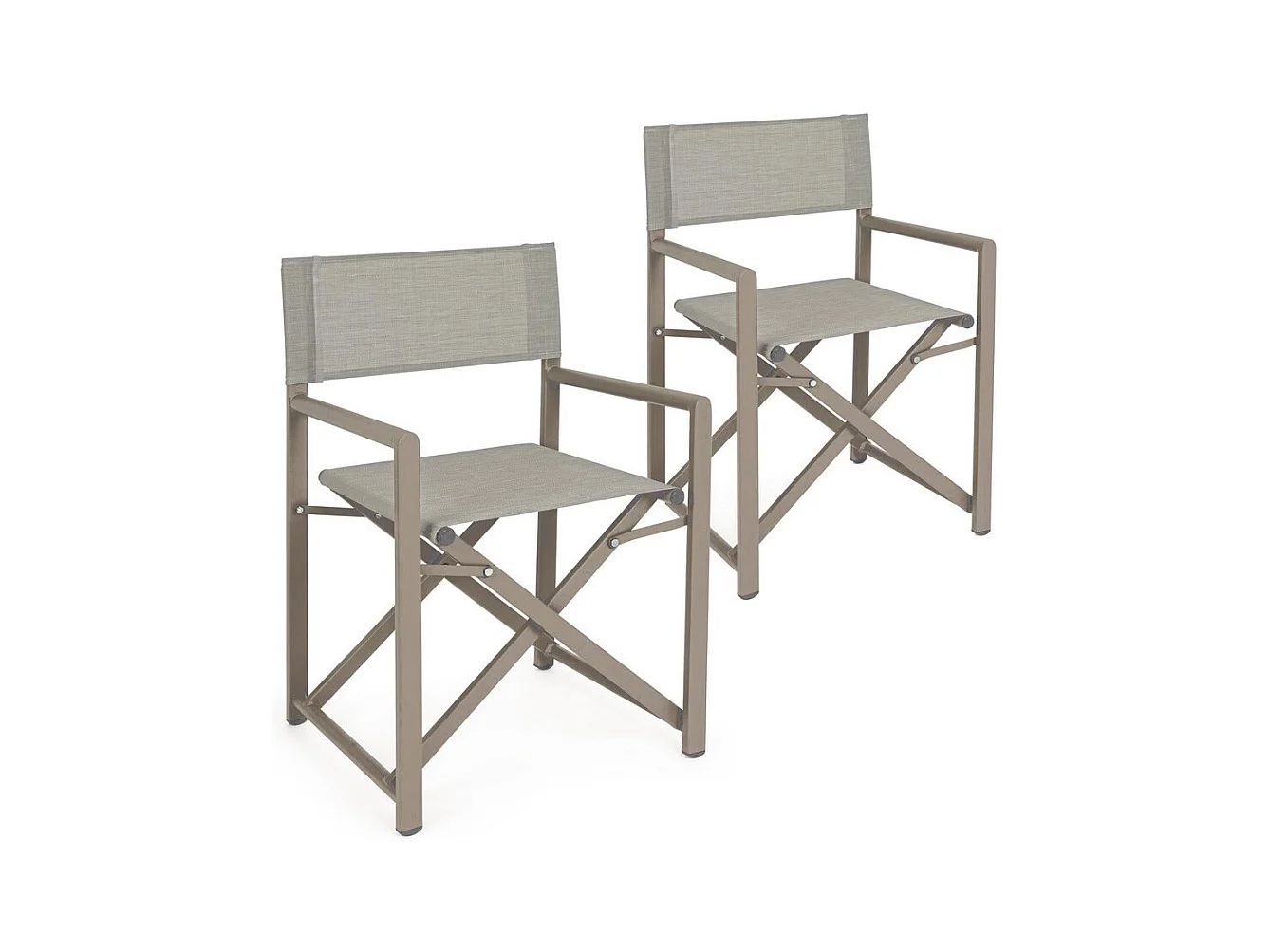 Estosa - Lot de 2 chaises pliantes Gilda coloris Ecru en aluminium et textilène
