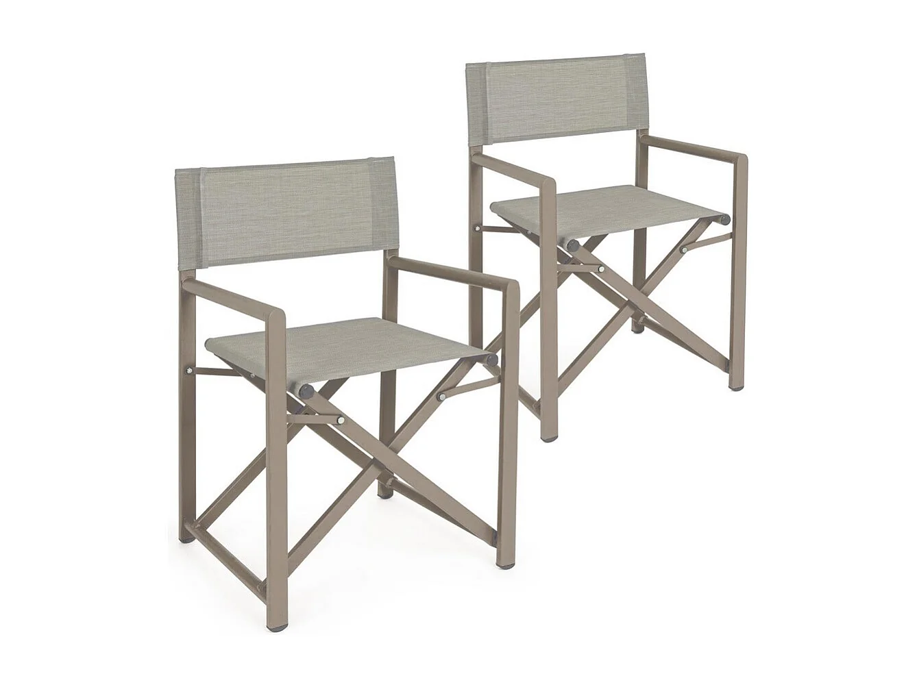 Estosa - Lot de 2 chaises pliantes Gilda coloris Ecru en aluminium et textilène