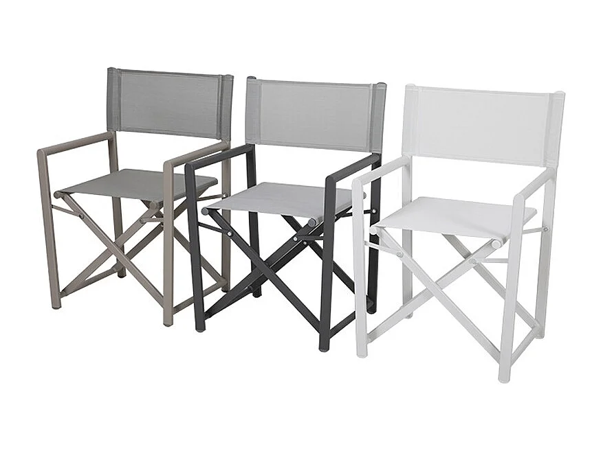 Estosa - Lot de 2 chaises pliantes Gilda coloris Ecru en aluminium et textilène