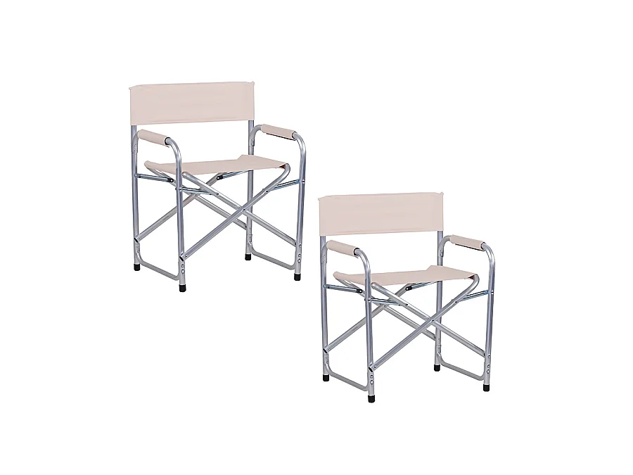 Estosa - Lot de 2 chaises de réalisateur pliantes d'extérieur Pippa écru