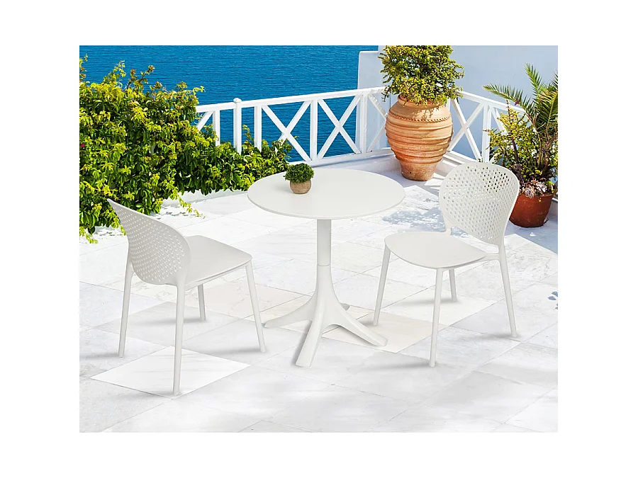 Estosa - 4 cadeiras de jardim design Lolly em resina branca