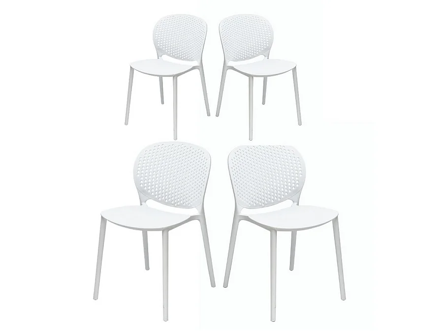 Estosa - 4 chaises de jardin design Lolly en résine blanche