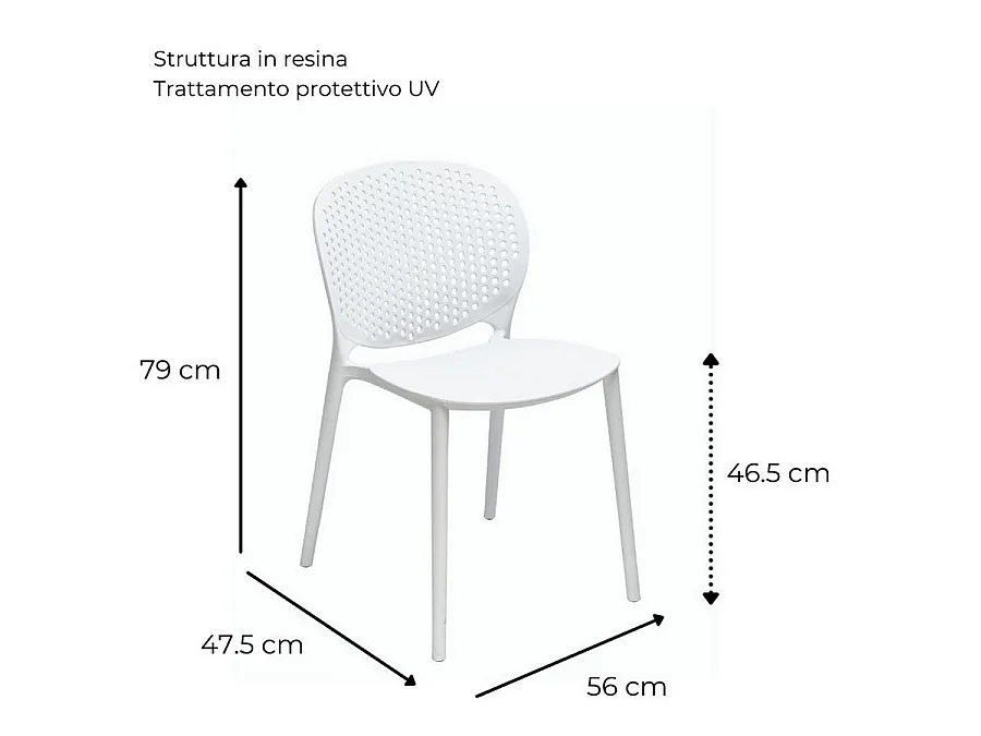 Estosa - 4 chaises de jardin design Lolly en résine blanche