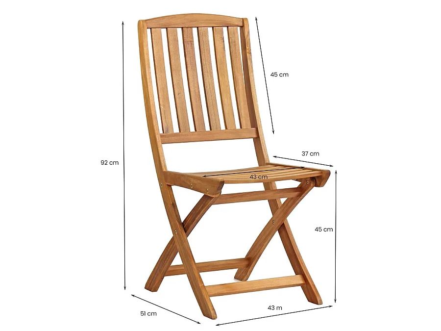 Estosa - Chaises de jardin pliantes en bois Navis