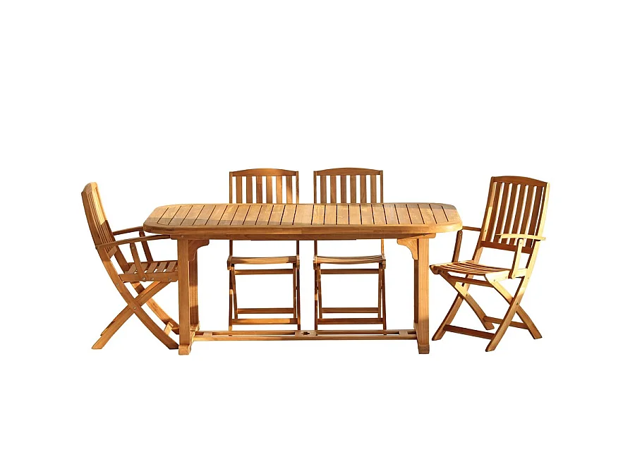 Estosa - Chaises de jardin pliantes en bois Navis