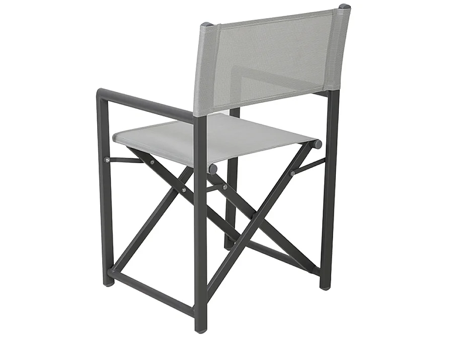 Estosa - Chaises de réalisateur pliantes Gilda en aluminium gris - Lot de 2