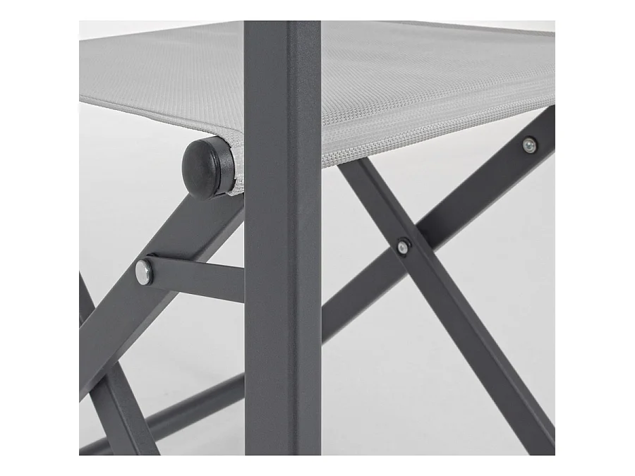 Estosa - Chaises de réalisateur pliantes Gilda en aluminium gris - Lot de 2