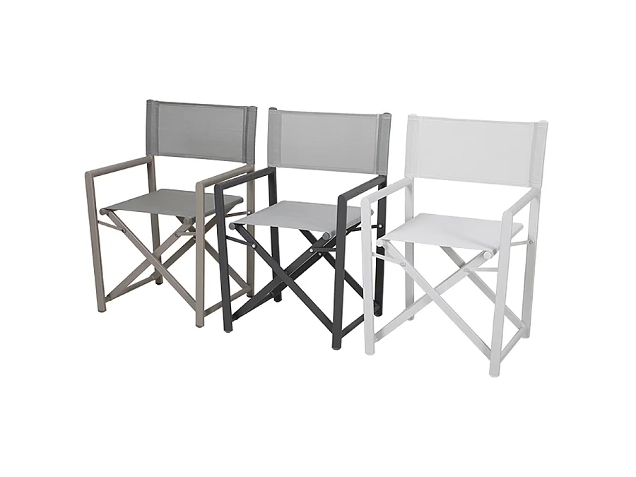 Estosa - Chaises de réalisateur pliantes Gilda en aluminium gris - Lot de 2