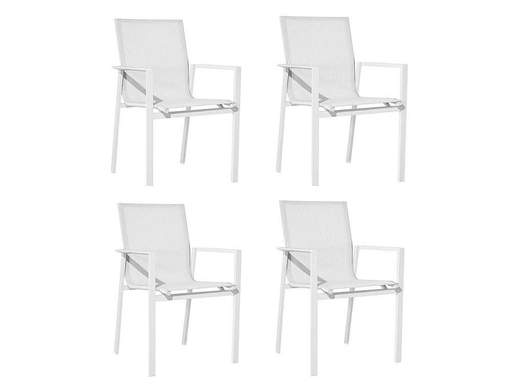 Estosa - Lot de 4 chaises d'extérieur Selly blanches en aluminium