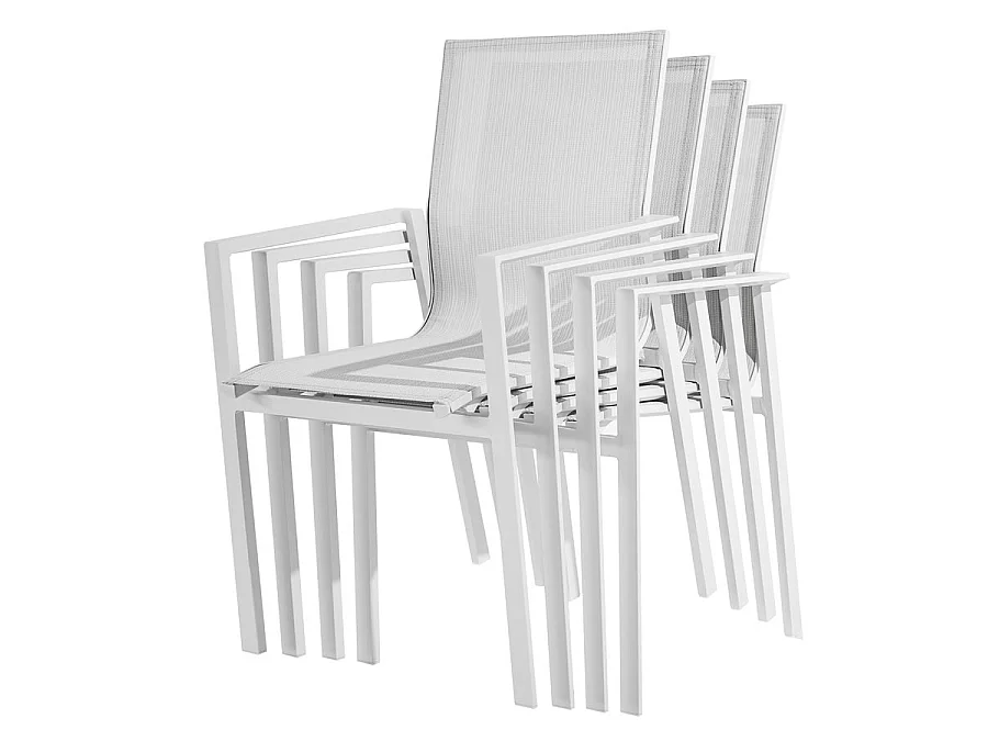 Estosa - Lot de 4 chaises d'extérieur Selly blanches en aluminium