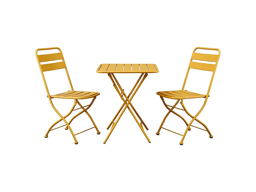 Estosa - Ensemble de balcon avec chaises pliantes et table Mia moutarde