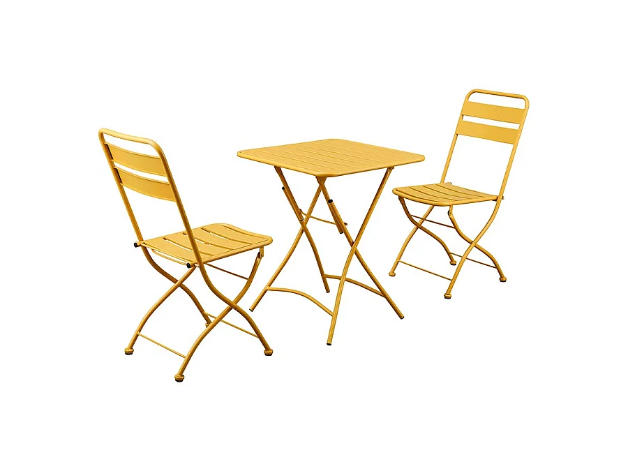 Estosa - Ensemble de balcon avec chaises pliantes et table Mia moutarde