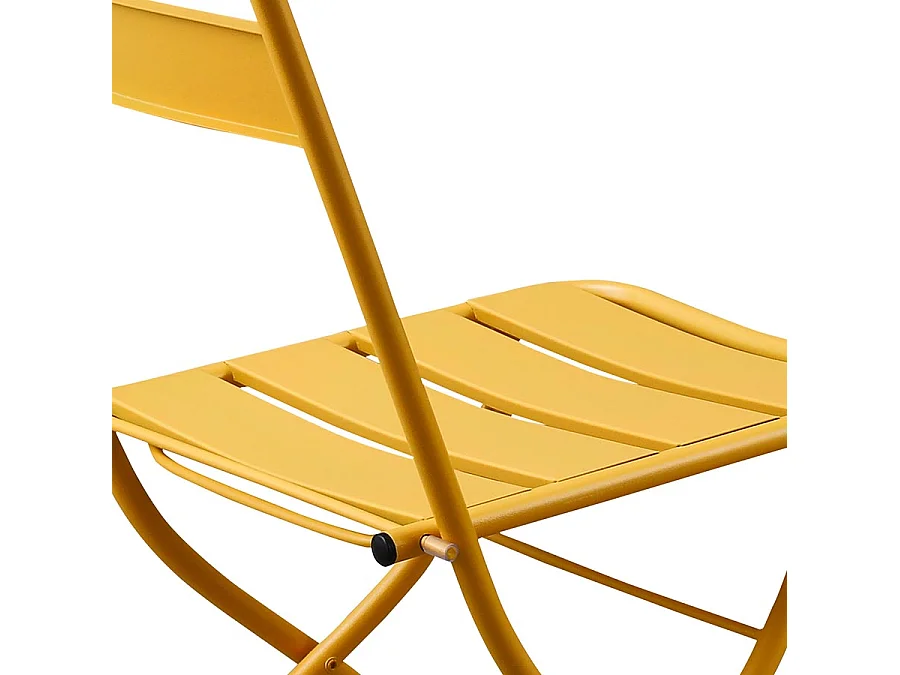 Estosa - Ensemble de balcon avec chaises pliantes et table Mia moutarde