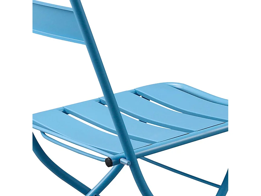 Estosa - Ensemble de balcon avec chaises pliantes et table en bleu niagara Mia