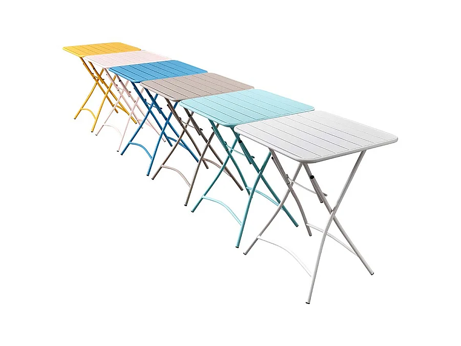 Estosa - Ensemble de balcon avec chaises pliantes et table en bleu niagara Mia