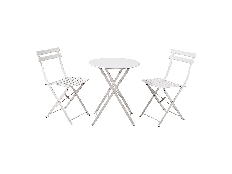 Estosa - Ensemble table et chaises d'extérieur pliables blanches Teresa
