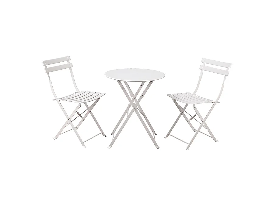 Estosa - Ensemble table et chaises d'extérieur pliables blanches Teresa