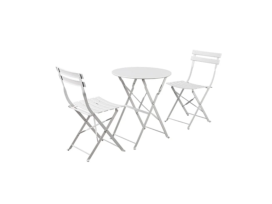 Estosa - Ensemble table et chaises d'extérieur pliables blanches Teresa