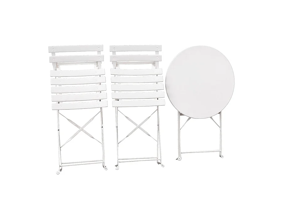 Estosa - Ensemble table et chaises d'extérieur pliables blanches Teresa