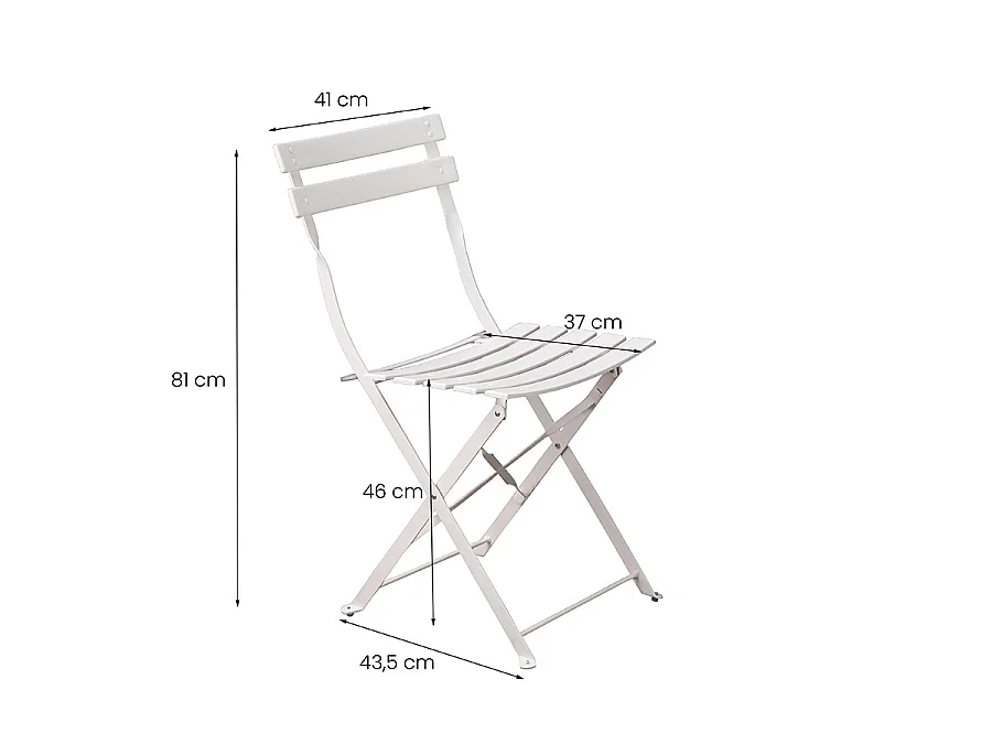 Estosa - Ensemble table et chaises d'extérieur pliables blanches Teresa