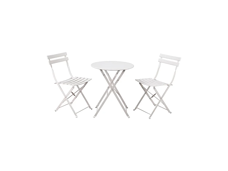 Estosa - Ensemble table et chaises d'extérieur pliables blanches Teresa