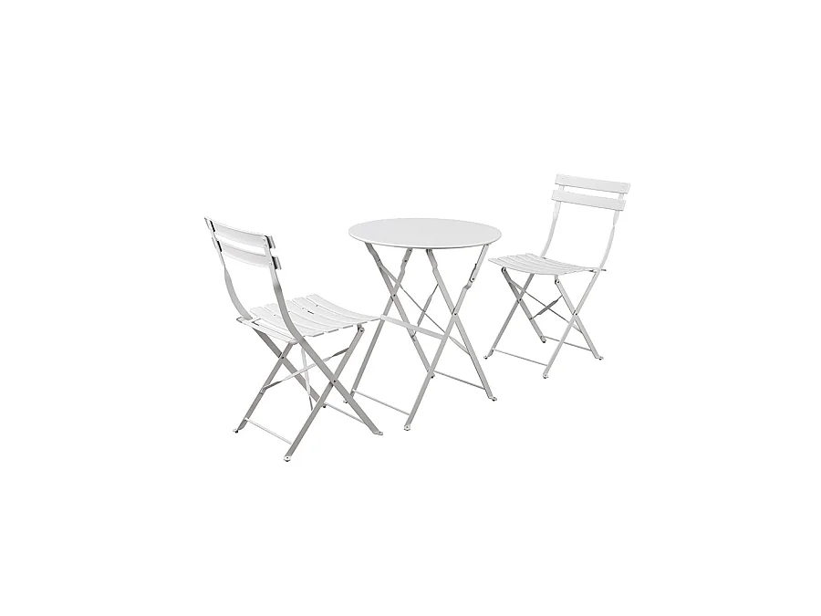 Estosa - Ensemble table et chaises d'extérieur pliables blanches Teresa