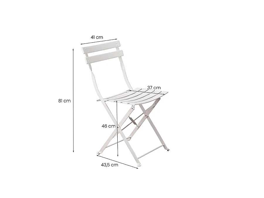 Estosa - Ensemble table et chaises d'extérieur pliables blanches Teresa