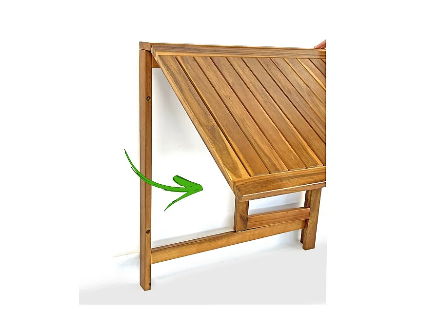 Estosa - Salontafelset met 2 ruimtebesparende balkonstoelen in Melzo hout