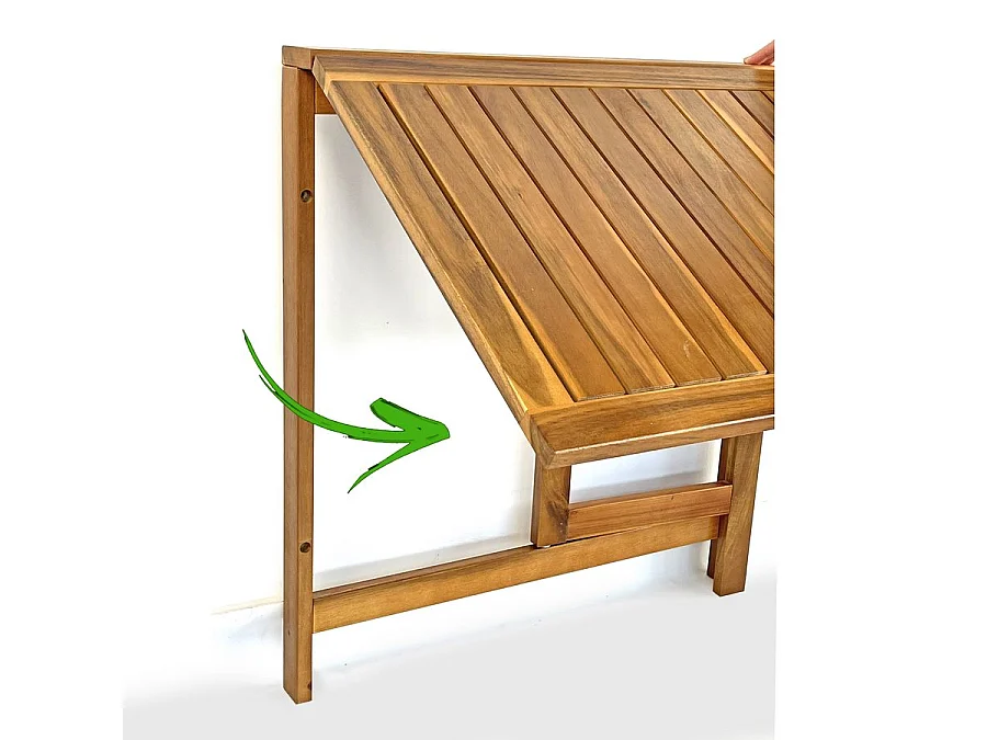 Estosa - Salontafelset met 2 ruimtebesparende balkonstoelen in Melzo hout