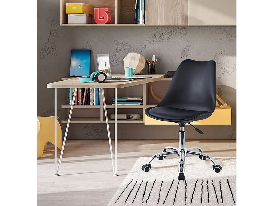 We Home - Chaise de bureau pivotante noire - Mai