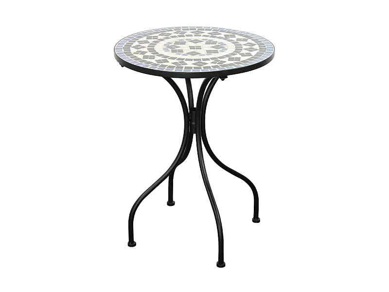 Estosa - Ronde buitensalontafel met keramische plank met matte mozaïekdecoratie 55x71 cm