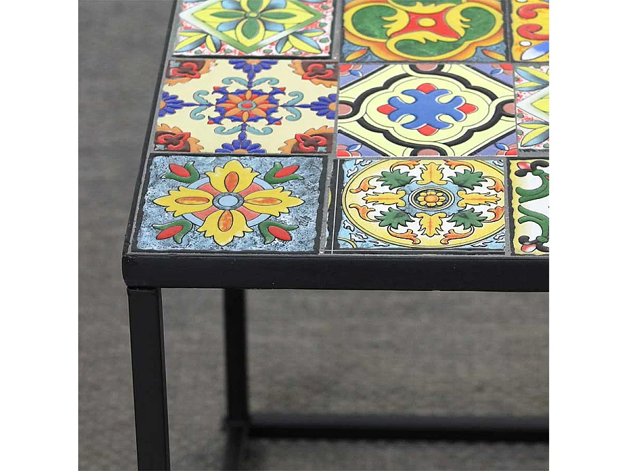 Estosa - Suite de 2 tables basses avec plateau en céramique et structure en métal