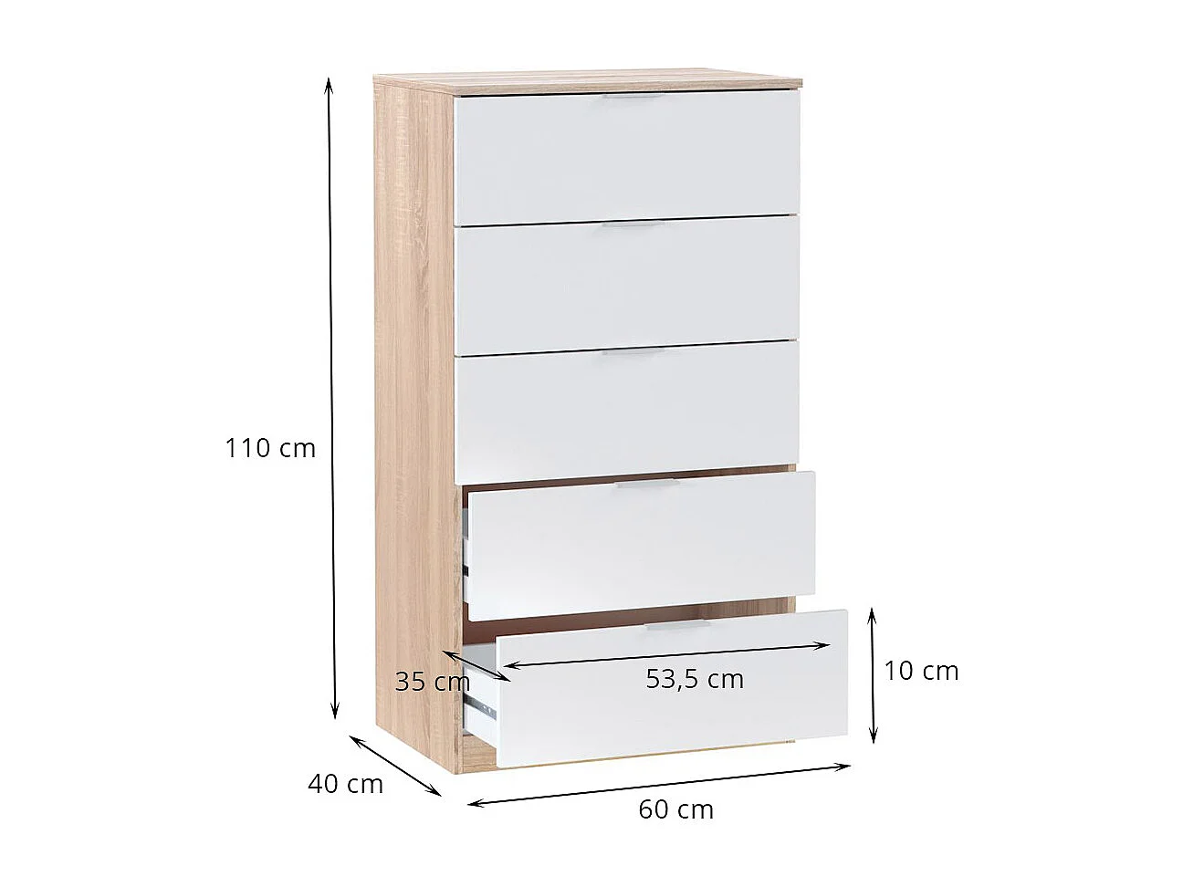 Commode 5 tiroirs Comodas - L60 cm