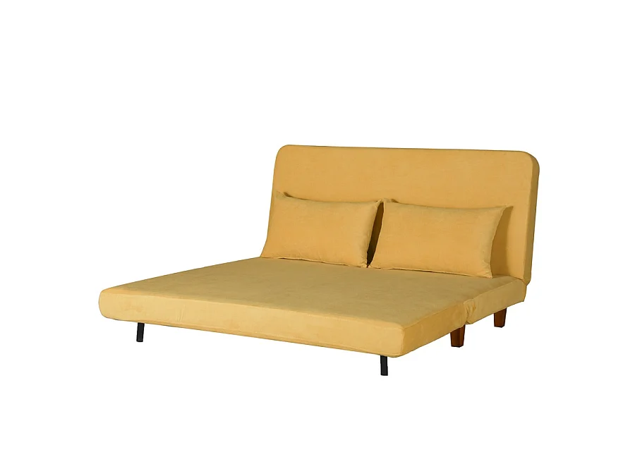 We Home - Canapé convertible deux places jaune avec coussins Basil
