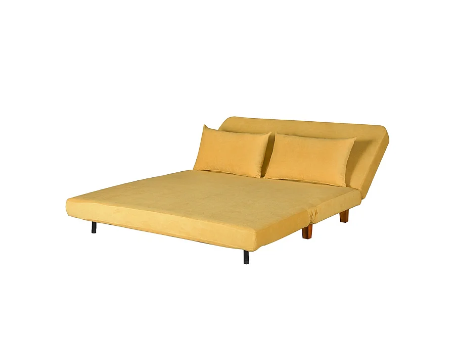 We Home - Canapé convertible deux places jaune avec coussins Basil