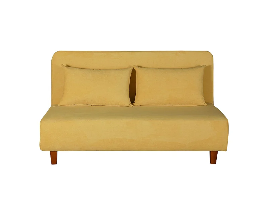 We Home - Canapé convertible deux places jaune avec coussins Basil