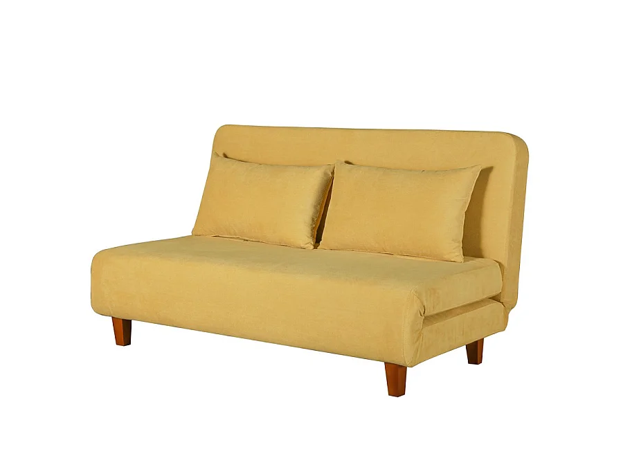 We Home - Canapé convertible deux places jaune avec coussins Basil