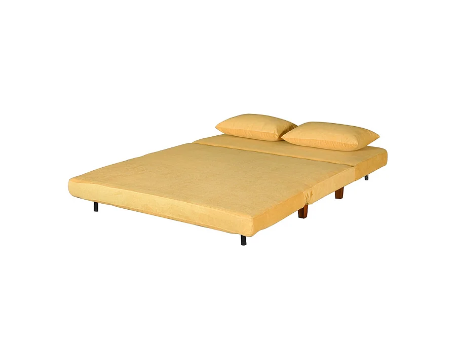 We Home - Canapé convertible deux places jaune avec coussins Basil