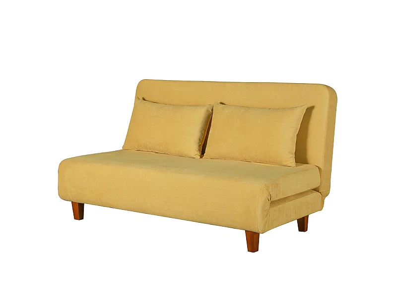 We Home - Canapé convertible deux places jaune avec coussins Basil