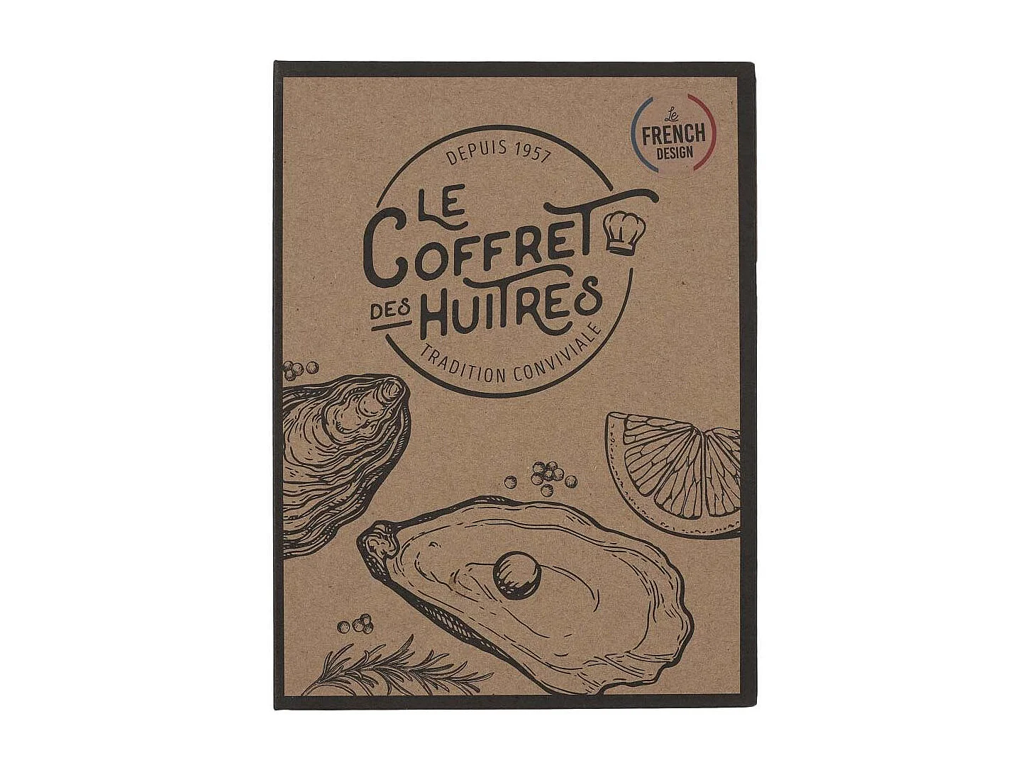 Coltello per ostriche e 4 forchette in acciaio inox