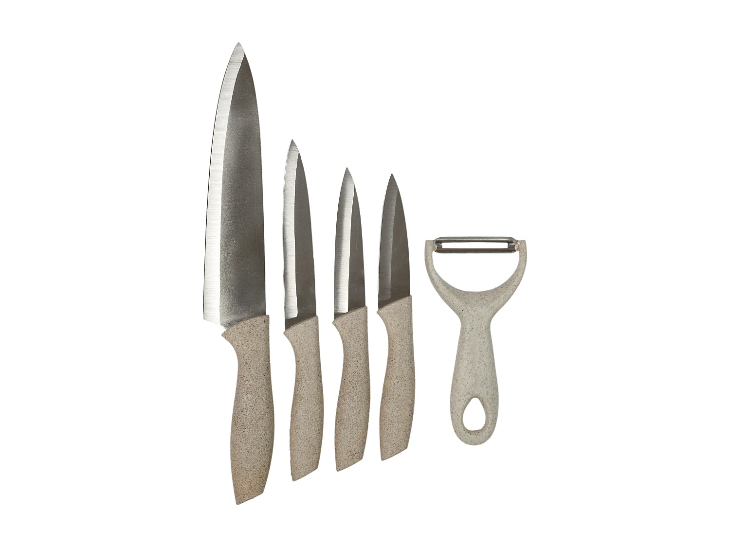 Couteau X4 Et Eplucheur Manche Fibre De Ble Beige