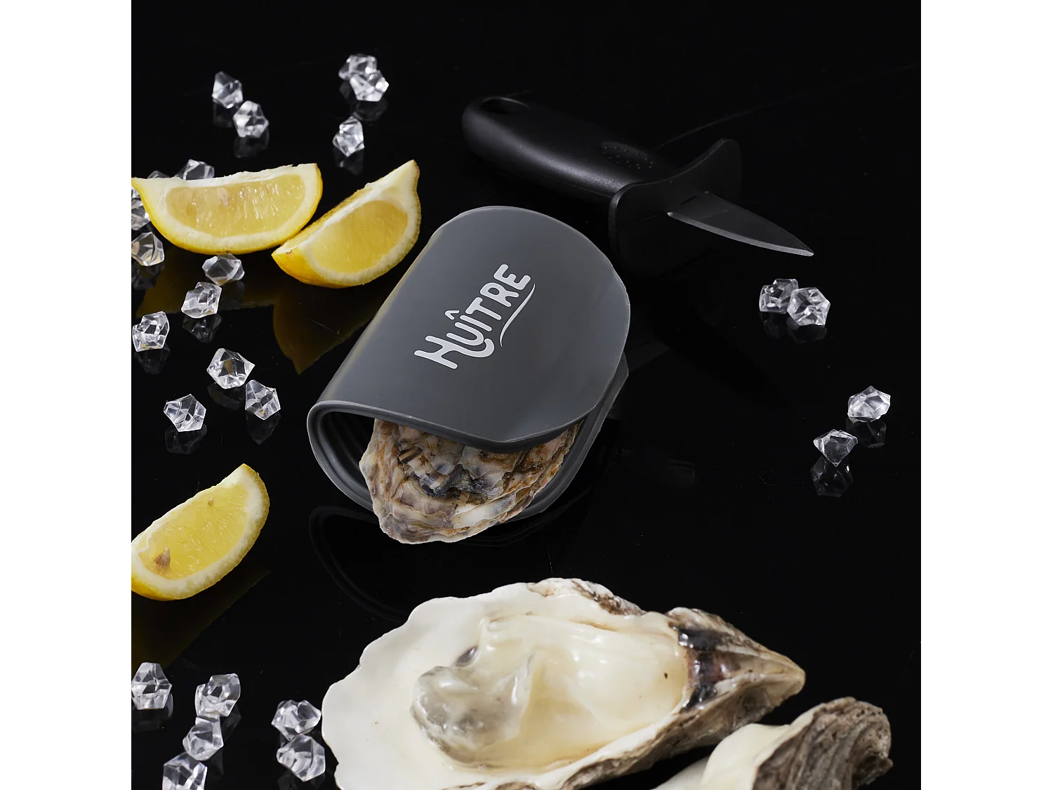 Couteau A Huitres Avec Support Silicone Bleu, Blanc