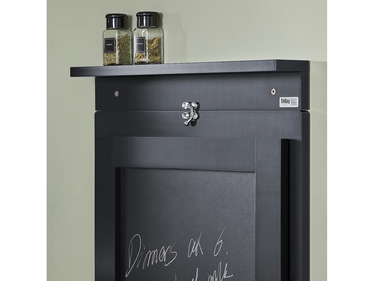 SoBuy Table Murale Pliable Bureau Murale Rabattable Table de Cuisine Salle à Manger avec Mémo Board - Noir 50x76x76 cm, FWT20-SCH