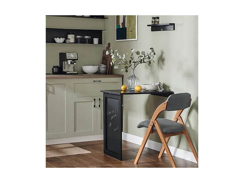 SoBuy Table Murale Pliable Bureau Murale Rabattable Table de Cuisine Salle à Manger avec Mémo Board - Noir 50x76x76 cm, FWT20-SCH