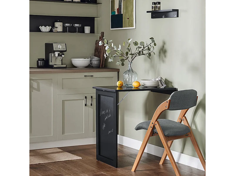 SoBuy Table Murale Pliable Bureau Murale Rabattable Table de Cuisine Salle à Manger avec Mémo Board - Noir 50x76x76 cm, FWT20-SCH