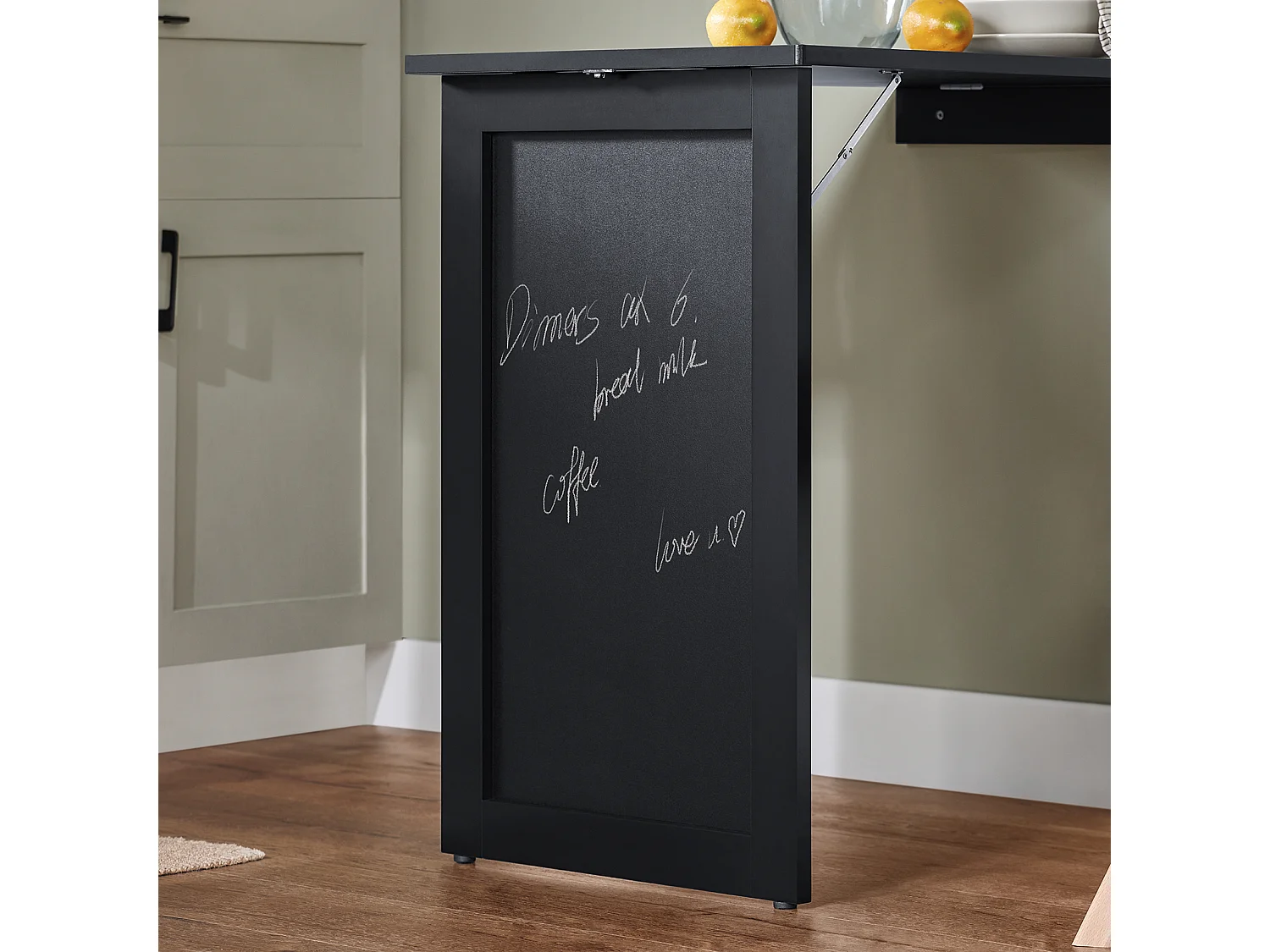 SoBuy Table Murale Pliable Bureau Murale Rabattable Table de Cuisine Salle à Manger avec Mémo Board - Noir 50x76x76 cm, FWT20-SCH