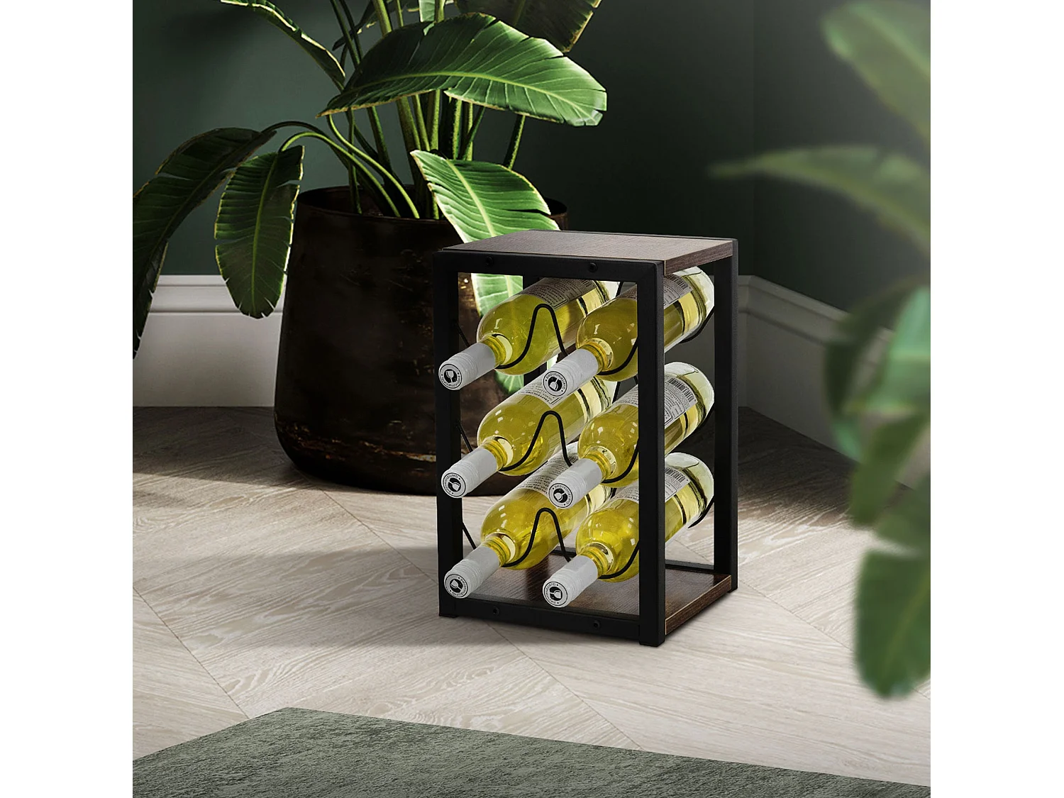 Casier à vin 6 bouteilles porte-verres de bar armoire à vin noir 24x21x37,5 cm