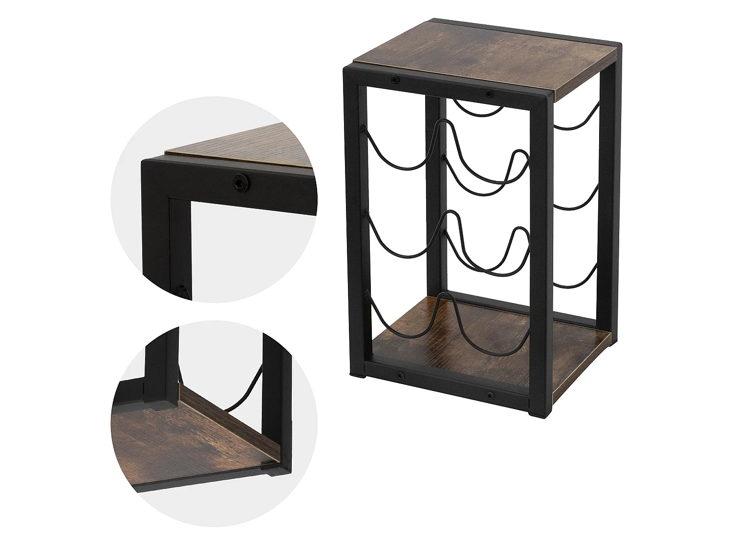 Casier à vin 6 bouteilles porte-verres de bar armoire à vin noir 24x21x37,5 cm